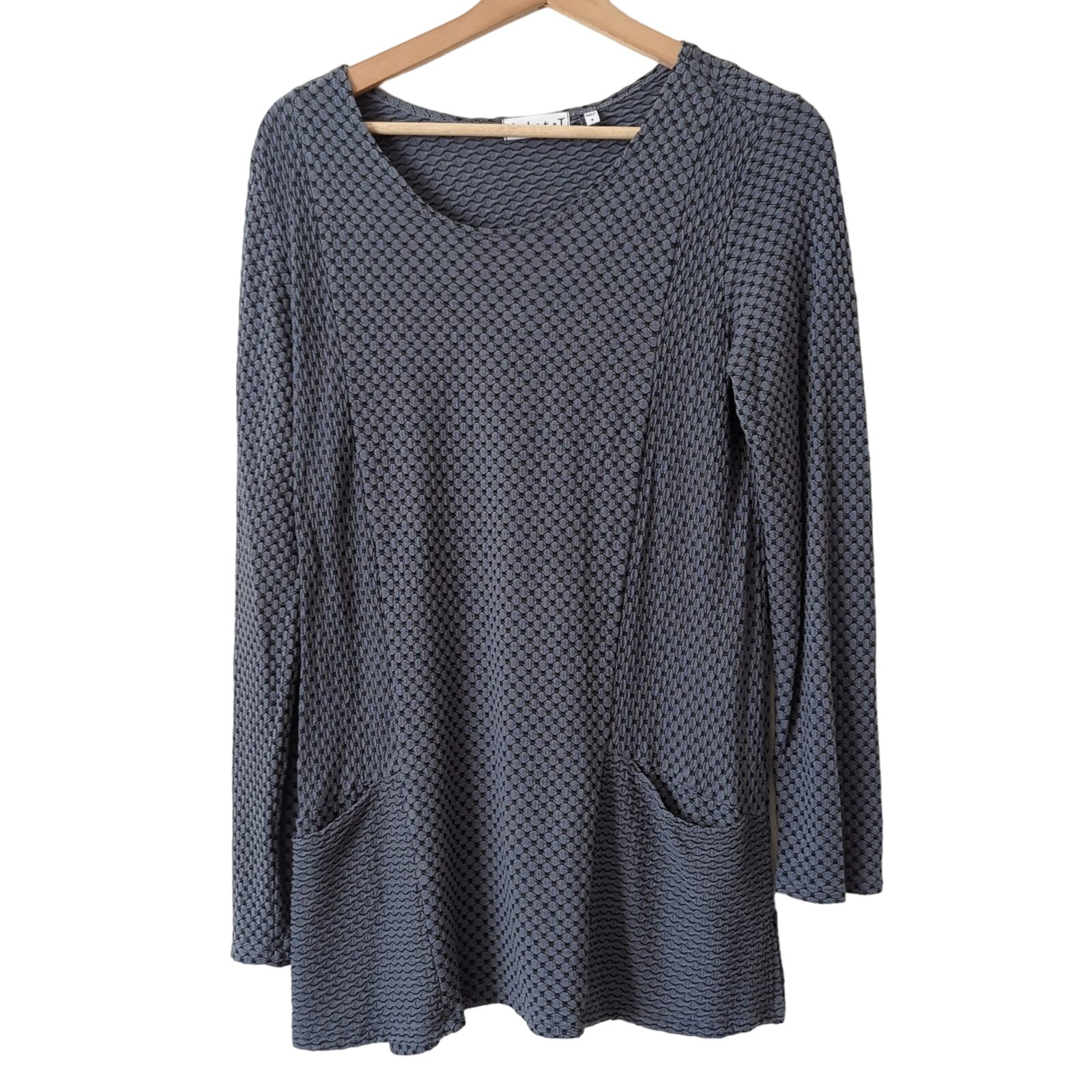 Habitat Clothes To Live In Womens Lagenlook Texture Asymmetrical Top Blue Gray S